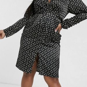 ASOS Pretty Darlings black floral satin wrap dress
